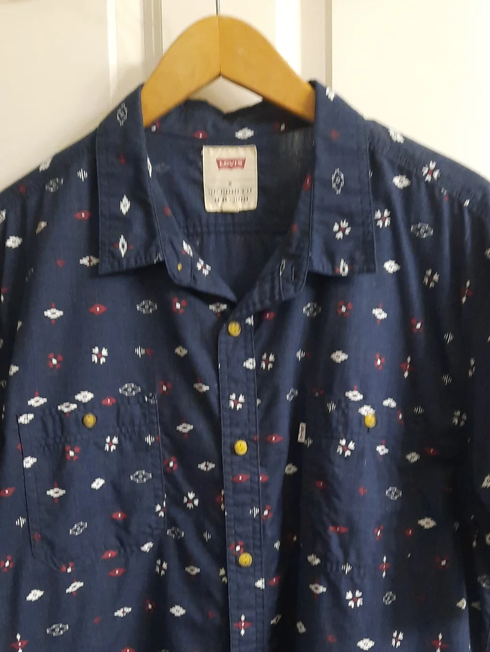 Levi's Navy Short-Sleeve Button-Down with Southwest Style Print